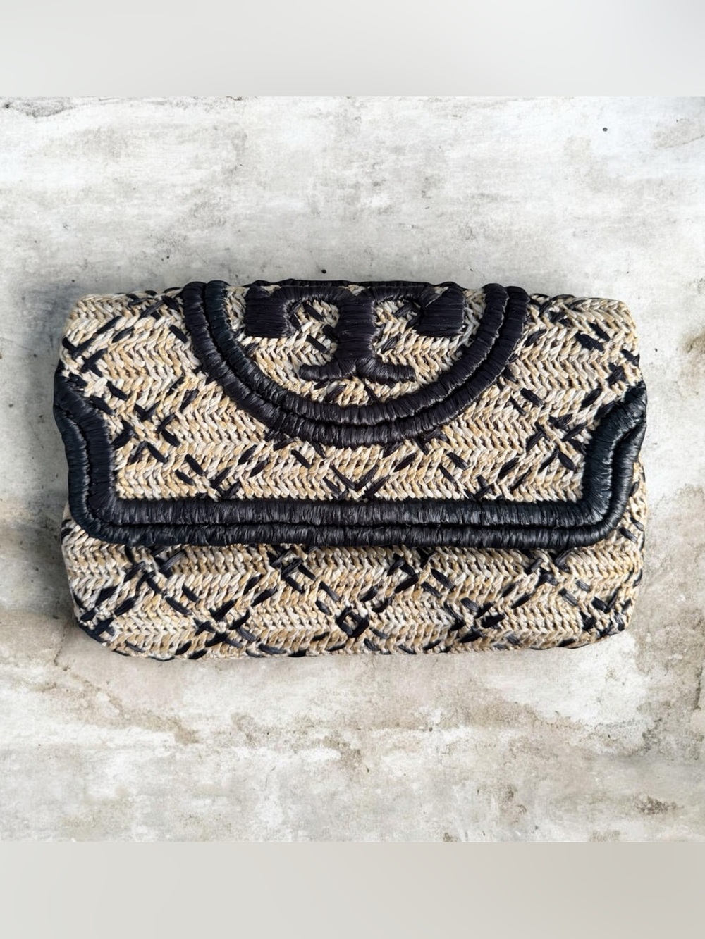 NWOT! Tory Burch Fleming Soft Straw Bag Clutch